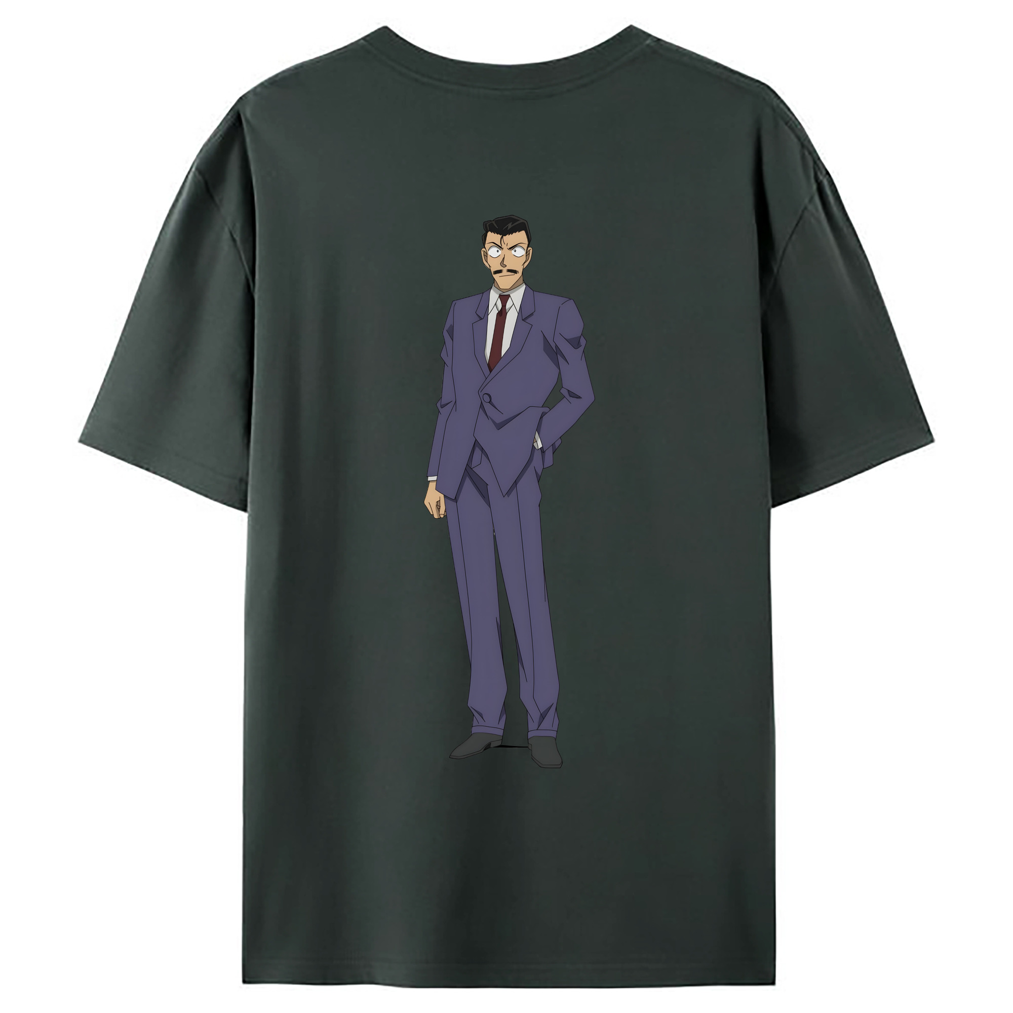 （画像用） 名探偵コナン 毛利 小五郎 もうり こごろう Detective Conan 綿100％ メンズ半袖Tシャツ（バックプリント） 通気性
